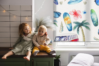 Voitures et palmiers à Hawaï dans le style Store intérieur fenêtre