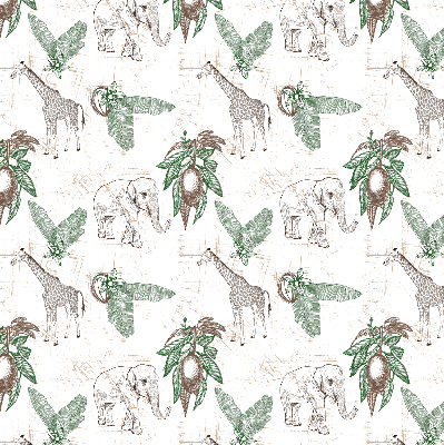 Store enrouleur avec motifs de girafes, d’éléphants et de feuilles