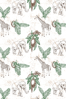 Store enrouleur avec motifs de girafes, d’éléphants et de feuilles