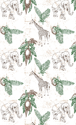 Store enrouleur avec motifs de girafes, d’éléphants et de feuilles