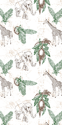 Store enrouleur avec motifs de girafes, d’éléphants et de feuilles
