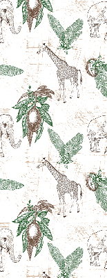 Store enrouleur avec motifs de girafes, d’éléphants et de feuilles
