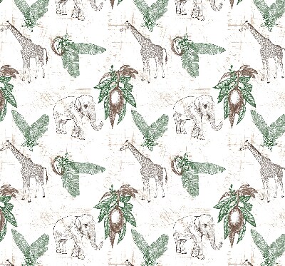 Store enrouleur avec motifs de girafes, d’éléphants et de feuilles