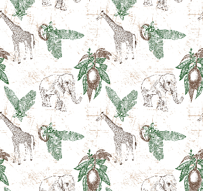 Store enrouleur avec motifs de girafes, d’éléphants et de feuilles