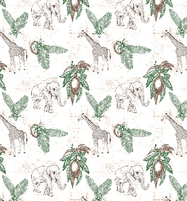 Store enrouleur avec motifs de girafes, d’éléphants et de feuilles