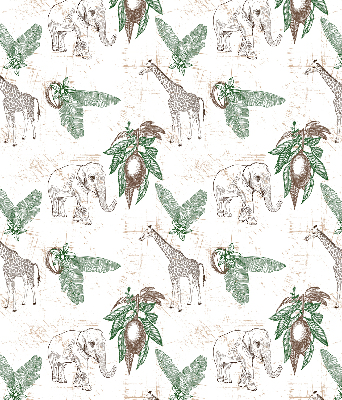 Store enrouleur avec motifs de girafes, d’éléphants et de feuilles