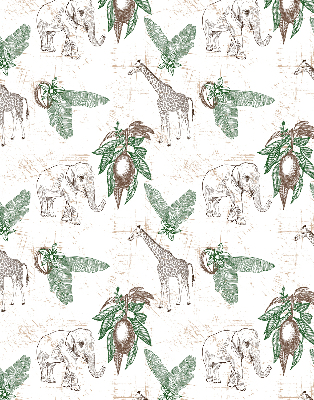 Store enrouleur avec motifs de girafes, d’éléphants et de feuilles
