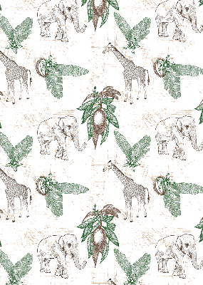 Store enrouleur avec motifs de girafes, d’éléphants et de feuilles