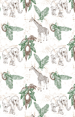 Store enrouleur avec motifs de girafes, d’éléphants et de feuilles