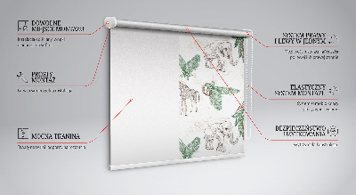 Store enrouleur avec motifs de girafes, d’éléphants et de feuilles