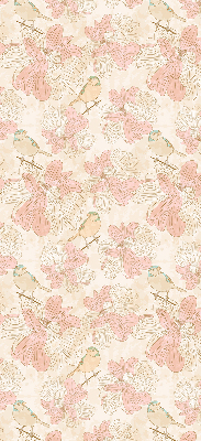 Store intérieur des oiseaux parmi les fleurs