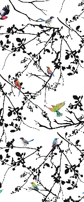 Store enrouleur avec motif d'oiseaux sur les branches
