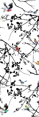 Store enrouleur avec motif d'oiseaux sur les branches