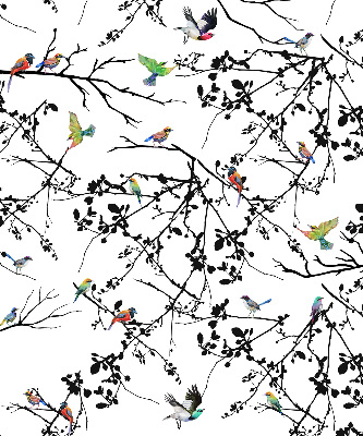 Store enrouleur avec motif d'oiseaux sur les branches