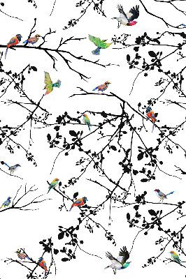 Store enrouleur avec motif d'oiseaux sur les branches