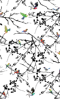 Store enrouleur avec motif d'oiseaux sur les branches