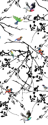 Store enrouleur avec motif d'oiseaux sur les branches