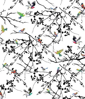 Store enrouleur avec motif d'oiseaux sur les branches