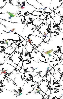 Store enrouleur avec motif d'oiseaux sur les branches