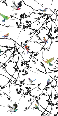 Store enrouleur avec motif d'oiseaux sur les branches