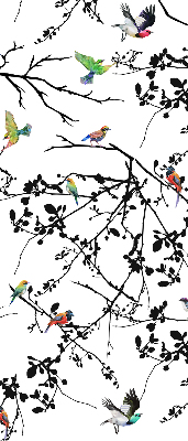 Store enrouleur avec motif d'oiseaux sur les branches