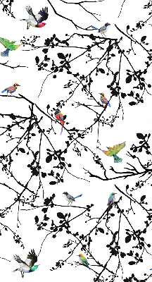 Store enrouleur avec motif d'oiseaux sur les branches