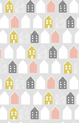 Store intérieur fenêtre avec motif de maisons dessinées