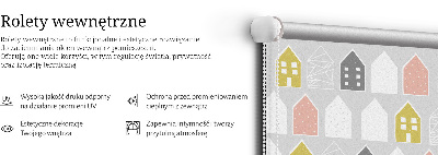 Store intérieur fenêtre avec motif de maisons dessinées
