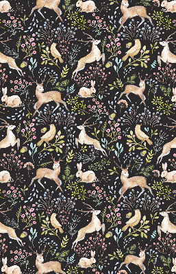 Store intérieur fenêtre avec motifs de chevreuils, d'oiseaux et de lapins
