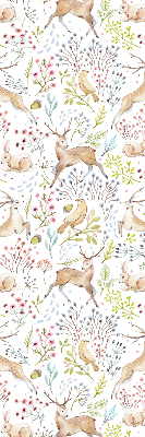 Store enrouleur avec motif de chevreuils, d'oiseaux et de lapins