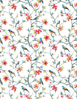Store enrouleur avec motif d'oiseaux sur des brindilles