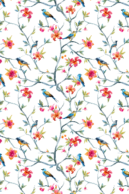 Store enrouleur avec motif d'oiseaux sur des brindilles