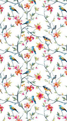 Store enrouleur avec motif d'oiseaux sur des brindilles