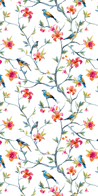 Store enrouleur avec motif d'oiseaux sur des brindilles