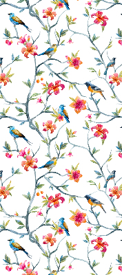 Store enrouleur avec motif d'oiseaux sur des brindilles