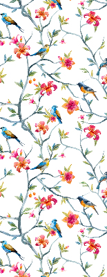 Store enrouleur avec motif d'oiseaux sur des brindilles