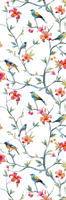 Store enrouleur avec motif d'oiseaux sur des brindilles
