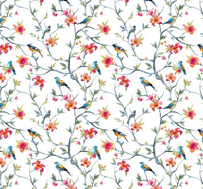 Store enrouleur avec motif d'oiseaux sur des brindilles