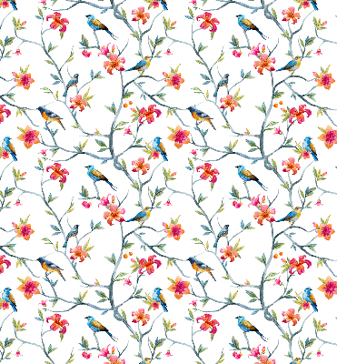 Store enrouleur avec motif d'oiseaux sur des brindilles