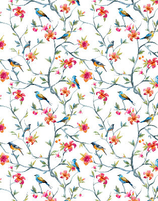 Store enrouleur avec motif d'oiseaux sur des brindilles