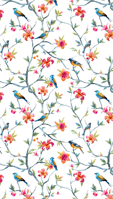 Store enrouleur avec motif d'oiseaux sur des brindilles