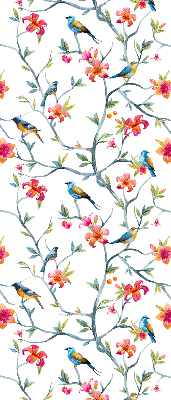 Store enrouleur avec motif d'oiseaux sur des brindilles