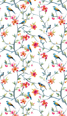 Store enrouleur avec motif d'oiseaux sur des brindilles