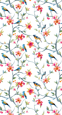 Store enrouleur avec motif d'oiseaux sur des brindilles