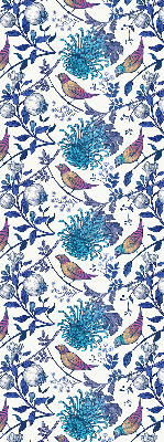 Store intérieur avec fleurs bleues de l'arbre