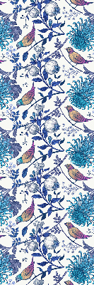 Store intérieur avec fleurs bleues de l'arbre