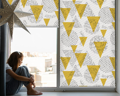 Store enrouleur avec motifs de triangles et de cercles composés de points