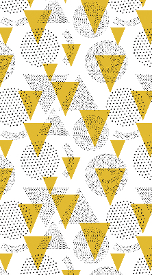 Store enrouleur avec motifs de triangles et de cercles composés de points