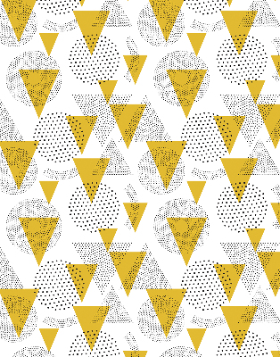Store enrouleur avec motifs de triangles et de cercles composés de points