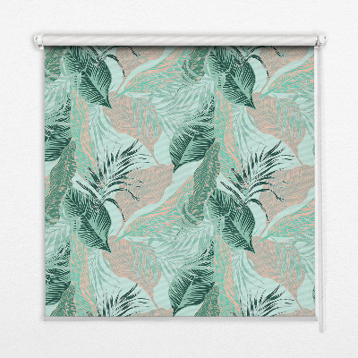 Store intérieur fenêtre avec feuilles tropicales